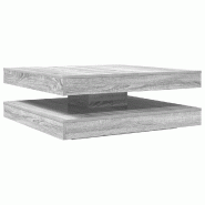 VidaXL Table basse rotative à 360 degrés sonoma gris 90x90x34,5 cm Modèle Élégance Design - 8721158573391