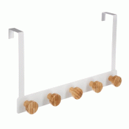 WellHome Exclusive S Portemanteau avec 5 crochets en bambou blanc 33x20x8,2 cm blanc - multi-matériau CH2376