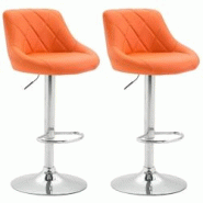 CLP Lot de 2 tabourets de bar Lazio similicuir Orange - orange polyester 307023 CLP Lot de 2 tabourets de bar Lazio similicuir Orange - orange polyester 307023