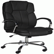 Décoshop26 - Chaise de bureau sur roulettes assise XXL réglage en hauteur accoudoirs en similicuir noir cadre métal 10_0006910 - noir métal 300026