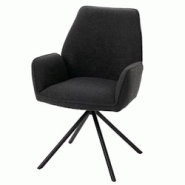 Décoshop26 - Chaise de salle à manger avec accoudoir siège rotatif en tissu bouclé gris foncé cadre trépied 04_0006276 - gris 3000261682851 Décoshop26 - Chaise de salle à manger avec accoudoir siège rotatif en tissu bouclé gris foncé cadre trépied 04_0006276 - gris 3000261682851