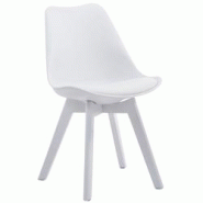 Décoshop26 - Chaise de salle à manger x1 design scandinave en PVC et plastique blanc et piètement à 4 pieds en bois blanc 10_0003310 - blanc 3000 Décoshop26 - Chaise de salle à manger x1 design scandinave en PVC et plastique blanc et piètement à 4 pieds en bois blanc 10_0003310 - blanc 3000