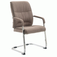 Décoshop26 - Chaise de visiteur XXL sans roulettes confortable et design en tissu taupe BUR10698 - 3002489232696