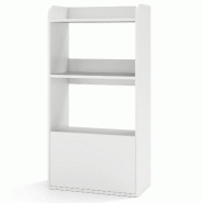 Helloshop26 - Bibliothèque autoportante 55 x 29 x 105 cm avec tiroir et 3 niveaux ouverts design intemporel en bois blanc 20_0010655 - 3000226287282