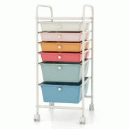 Helloshop26 - Chariot de rangement avec 6 tiroirs amovibles 37 x 74 x 32 cm pratique et résistant design moderne en fer et PP bleu - bleu 30002319053