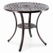 Helloshop26 - Table de jardin ronde 79 x 71 cm avec trou pour parasol et repose-pieds réglables style élégant en fonte d'aluminium 20_0019486 - alu