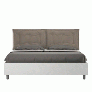Lit double Egos Annalisa 160x200 en frene blanc avec coussins en similicuir cappuccino - marron VE162GANNACNT-24
