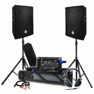 Pack Sono BM SONIC Amplificateur 1000W, Paire d'Enceintes Passives 2x400W, Table de Mixage, Pieds, Casque DJ, Câbles et Micro - 3666638038371