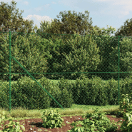 Vidaxl clôture à mailles losangées avec piquet d'ancrage vert 1,8x10 m 153925