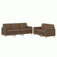 VidaXL Ensemble de canapés 2 pcs avec coussins Marron Tissu Modèle Atlas Prime - 3202121