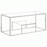 VidaXL Table basse argenté acier inoxydable et verre trempé Modèle Majesté Élite - 350017