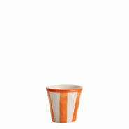 Zafferano Lot De 6 Petits Verres À Rayures Collection Lido En Céramique Artisanale Orange, Fabriqués À La Main À Civita Castellana, Design Irrég