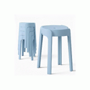 4 Tabourets Gigognes empilables BM HOME TAB-BLEU-PASTEL en plastique, légers pour la maison salle de classe, cuisine, jardin - bleu plastique polypro_0