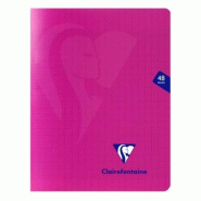 Clairefontaine Lot de 10 Cahier Mimesys 17x22, 48p./24 feuilles 90 g/m² piquées, coloris rose, Séyès - 3329683137511