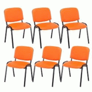 CLP Lot de 6 chaises Visiteur Ken en similicuir Orange - orange polyester 151703909 CLP Lot de 6 chaises Visiteur Ken en similicuir Orange - orange polyester 151703909