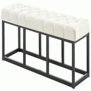 Décoshop26 - Banc capitonné rembourré 120 cm tissu crème avec structure métal noir design contemporain 10_0008460 - métal 3000266667938
