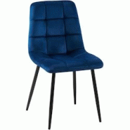 Décoshop26 - Chaise de salle à manger x1 coutures forme carrées en velours bleu foncé pieds en métal noir 10_0001966 - bleu 3000250770644 Décoshop26 - Chaise de salle à manger x1 coutures forme carrées en velours bleu foncé pieds en métal noir 10_0001966 - bleu 3000250770644