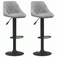 Décoshop26 - Lot de 2 tabourets de bar chaises hautes coutures losanges en velours gris clair et acier noir DEC029691 - gris 3000257505393