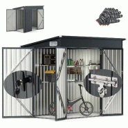 Helloshop26 - Abri de jardin métal lot de 1 235 x 117 x 185 cm grande capacité étanche sécurisé en gris 20_0017366 - 3000231828753