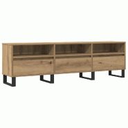 Helloshop26 - Meuble TV chêne artisanal rangement grand 150 x 30 x 44 cm design moderne en bois d'ingénierie beige 02_0051074 - beige Bois massif 30