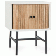 Helloshop26 - Table d'appoint avec portes coulissantes 40 x 39 x 49 cm espace de rangement pratique design moderne en bois blanc 20_0013925 - blanc m�