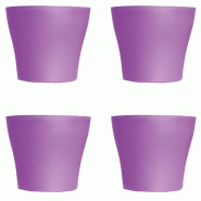 Lot de 4 Pots à Fleurs en Plastique Violet Avec Cache-Pot GH629PUR St Helens Home and Garden - 20 Cm x 14.5 Cm - 3666630000901