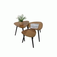 Möbilia Table d'appoint triangulaire 50 x 50 cm | Plateau en MDF | Placage paulownia naturel | Pieds en pin noir | L50 x P50 x H40 cm - multicolore m Möbilia Table d'appoint triangulaire 50 x 50 cm | Plateau en MDF | Placage paulownia naturel | Pieds en pin noir | L50 x P50 x H40 cm - multicolore m