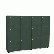 Meuble 12 cases de couleur - MDD - A clé, 4 x 3 cases, Vert bouteille_0