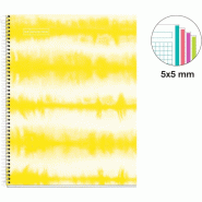 MIQUELRIUS Cahier Design A4, 120p./60 feuilles 90 g/m², reliure intégrale, couverture laminée coloris jaune néon, quadrillé 5x5 - 8422593447413