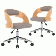 VidaXL Chaises pivotantes à manger lot de 2 taupe bois courbé et tissu Modèle Étoile Plus - 8720286023648