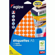 960 pastilles adhésives orange, diamètre 15 mm (10 feuilles A5 / cdt) - 3270241143157