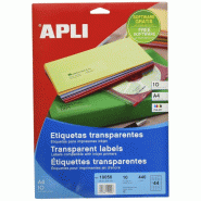 Apli 440 étiquettes polyester transparentes, format 48,5 x 25,4 mm (10 feuilles A4 / cdt) - 8410782100508