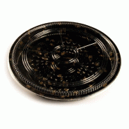 Assiette pour sushi noire avec couvercle PS transparent Ø38x5cm - par 120