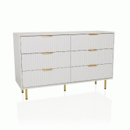 Enfilade / commode HJELLE 120 x 40 x 76 cm 6 tiroirs blanc hjh LIVING - blanc multi-matériau 928013