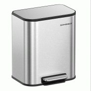 Helloshop26 - Poubelle de cuisine 36,6 x 30 x 42,5 cm poubelle à pédale 20 litres poubelle en acier couvercle à fermeture douce 12_0007230 - 300022