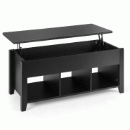Helloshop26 - Table basse relevable 104,5 x 49,5 x 48,5 cm avec grand espace de rangement design moderne en mélamine noir 20_0013750 - 3000227906960