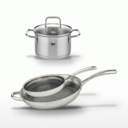 Lot Faitout 16cm & 2 Poêles 28/32cm Elo Relief Evolution - gris inox 3176239956726