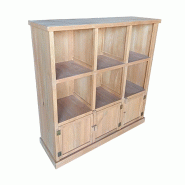 Meuble présentoir pin 6 cases 3 portes Madera - MIEL_0