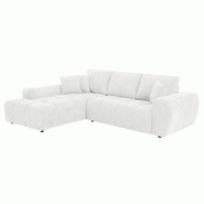 Oviala Business Canapé d'angle avec méridienne gauche en tissu 3 places écru - blanc polyester 113380 Oviala Business Canapé d'angle avec méridienne gauche en tissu 3 places écru - blanc polyester 113380