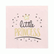 Serviettes, 3 plis pliage ¼ 33 cm x 33 cm "Little Princess" (200 unités) PAPSTAR - rose papier 37184-C