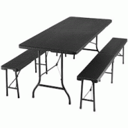 TecTake GmbH tectake Ensemble de table de camping Vani pliable en rotin noir-aspect rotin - 404528 - noir plastique 404528 TecTake GmbH tectake Ensemble de table de camping Vani pliable en rotin noir-aspect rotin - 404528 - noir plastique 404528