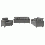 VidaXL Ensemble de canapés 3 pcs coussins Gris foncé Tissu microfibre Modèle Iermelisse - 3202304