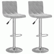 VidaXL Tabourets De Bar Lot De 2 Gris Clair Velours - gris 333687