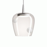 Zafferano Lampe à suspension Bilia 230V LED 8W en verre borosilicaté soufflé blanc sablé, diamètre 18 cm, hauteur réglable jusqu'à 324 cm - mul
