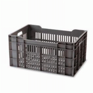 Caisse ajourée - 60 L - gris foncé - 600 x 400 x 300 mm - polyéthylène haute densité