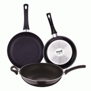 Chef sauce PIXEL - Jeu de 2 Poêles Ø20/Ø24cm et Wok Ø30cm en Aluminium Pressé Antiadhésif - PK8792