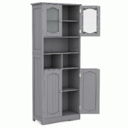 COSTWAY Armoire haute bain grise autoportante modèle 2 - gris Bois manufacturé VH33972SD