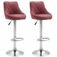 Décoshop26 - 2x Tabourets de bar en synthétique bordeaux pivotant avec repose-pieds TDB10077 - 3000417582400