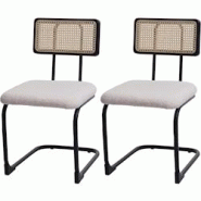 Décoshop26 - Lot de 2 chaises de salle à manger cuisine en bois rotin métal tissu/textile rose bouclé CDS04491 - 3000393969608 Décoshop26 - Lot de 2 chaises de salle à manger cuisine en bois rotin métal tissu/textile rose bouclé CDS04491 - 3000393969608