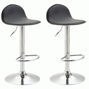 Décoshop26 - Lot de 2 tabourets de bar pied trompète métal hauteur réglable en synthétique noir 10_0001339 - noir 3000679869608
